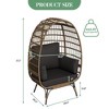 Wicker Egg Chair, Outdoor Indoor Large PE Rattan Chair With Thick Cushion, Large Egg Basket Lounge Recliner Chair For Patio Porch Backyard,Waterproof - 2 of 4