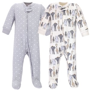 Hudson Baby Infant Boys Premium Quilted Zipper Sleep and Play 2pk, Royal Safari - 1 of 3
