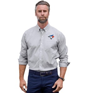 Toronto Blue Jays Cutter & Buck Stretch Oxford Stripe Mens Long Sleeve Dress Shirt - 1 of 1