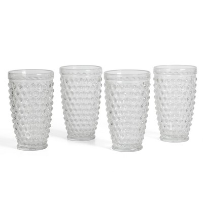 Martha Stewart Chauncey 4pk 14.3oz Hobnail Handmade Glass Tumblers