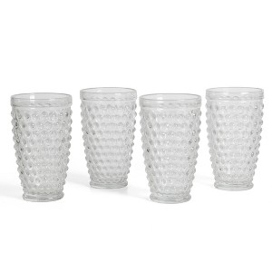 Martha Stewart Chauncey 4pk 14.3oz Hobnail Handmade Glass Tumblers - 1 of 4