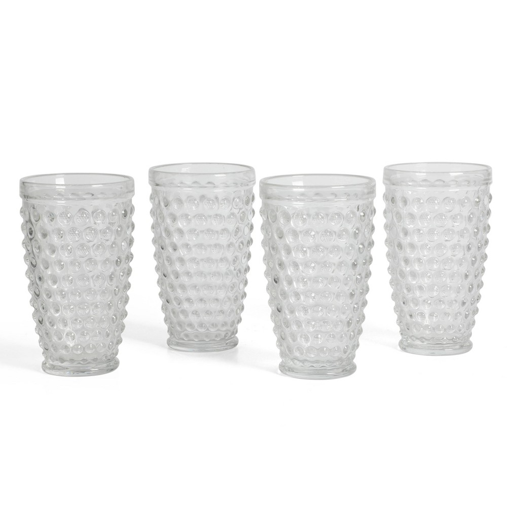 Photos - Glass Martha Stewart Chauncey 4pk 14.3oz Hobnail Handmade  Tumblers Clear 