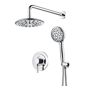 SUMERAIN Chrome Shower System with Hard Water Filtered Hand shower Rain Shower Head with 9 Settings - 1 of 4