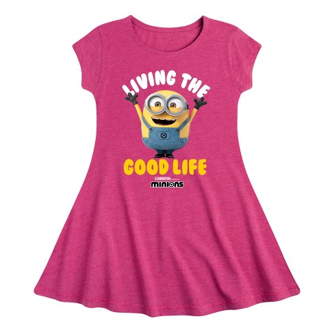 Girls' - Despicable Me Minions - Living The Good Life Fit & Flair Cap Sleeve Dress - image 1 of 2