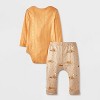 Baby 2pc Little Snoopy Halloween Long Sleeve Bodysuit & Bottom Set - Orange - 2 of 4