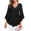 Clearlove  Womens 3/4 Sleeve Chiffon Blouses V Neck Double Layers Mesh Shirts Dressy Flowy Tunic Tops - 2 of 4