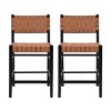 FURNIinspire Counter And Bar Stools Classic Counter Stools, Leather Bar Stool Set of 2, Dining Kitchen Bar Chair Barstool, Brown, 20.25"*23"*38.25" - 2 of 4