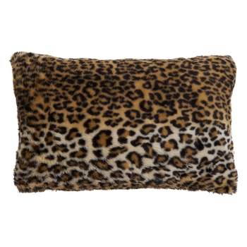 Faux Fur Design Cheetah Print Throw Pillow Brown - Saro Lifestyle