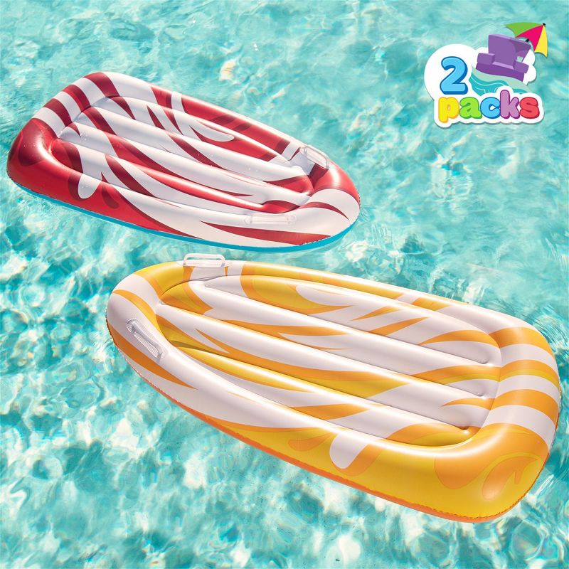 Syncfun 2 Pack Inflatable Boogie Boards for Kids Swimming Pool Floating Toys, Learn to Swim Water Boards, 1 of 9