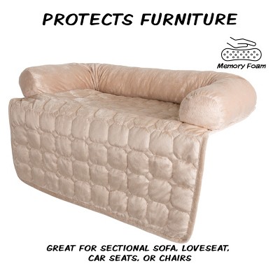 Beige Microsuede Pet Furniture Protector with Bolster