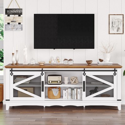 Farmhouse TV Stand for 65+ Inch TV Entertainment Center TV Media Console Cabinet