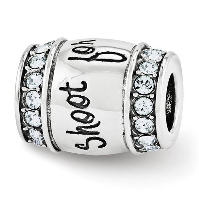 Black Bow Jewelry Sterling Silver & Crystals Shoot for The Moon Barrel Bead Charm