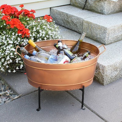 24" Copper-Plated Oval Tub with Black Folding Stand