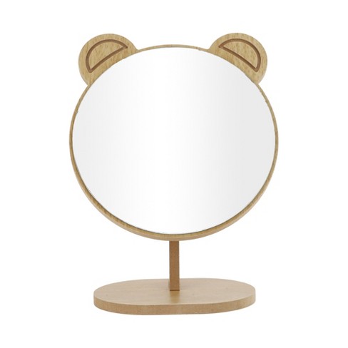 Unique Bargains Large Panda Ears Desktop Cosmetic Mirror Wood Color 1 Pc - image 1 of 3