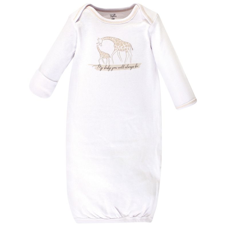 Touched by Nature Baby Organic Cotton Long-Sleeve Gowns 3pk, Little Giraffe, 0-6 Months, 5 of 6