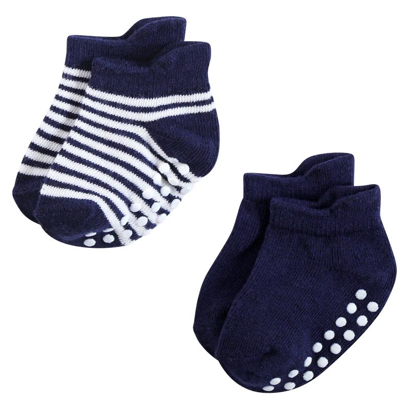 Hudson Baby Infant Boy Non-Skid No-Show Socks, Blue Burgundy, 4 of 10