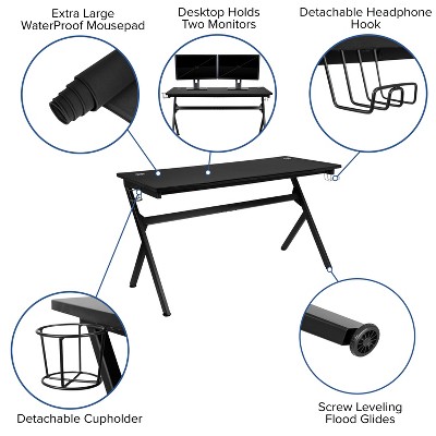 Red Ergonomic Gaming Desk and Reclining Chair Set with Footrest