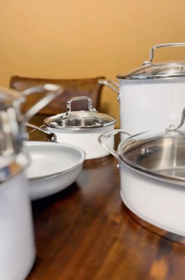 Cuisinart 11-Piece Matte White Stainless Steel Cookware Set + Reviews