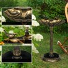 VisioGear Bird Baths, 32“ Bird Bath Outdoor Decor with Base, Outdoor Bird Baths with Large Space, Bronze, 19.5"*14.5"*32" - 4 of 4