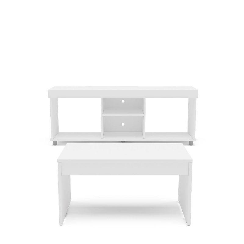 Polifurniture 2pc Living Room Set with TV Stand and Coffee Table White, 1 of 9