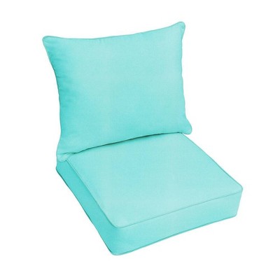 Sunbrella Canvas Outdoor Corded Deep Seat Pillow and Cushion Set Aruba