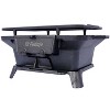 Okak Rectangular Bbq Grill with Cast Iron Frame, Portable Grill with Tabletop Cast Iron Skillet, Durable Charcoal Grills for Camping, Hiking, Black - 2 of 4