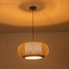 C Cattleya 1-Light Black Oval Bamboo Pendant Light with Fabric Shade - 3 of 4