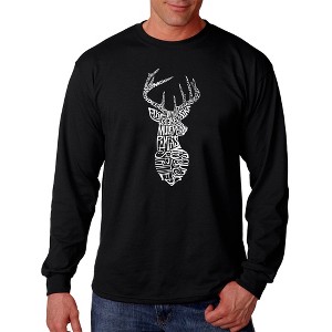 LA Pop Art Men's Word Art Long Sleeve T-shirt - Types of Deer - 1 of 4