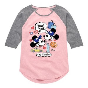 Girls' - Disney - Mickey & Friends Shirt Tail Raglan Graphic T-shirt - 1 of 4