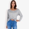 Anna-Kaci Women's Long Sleeve Boat Neck Pullover Top with Stitch Detail - image 2 of 4