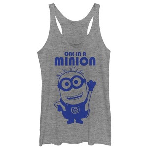 Women's Despicable Me One in Minion Wave Racerback Tank Top - 1 of 3