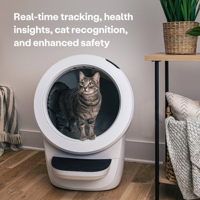 White Automatic Self-Cleaning Cat Litter Box with Step