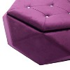 Sapphtopaz Velvet Ottoman with Storage Upholstered Foot Stool with Polygon Diamond Tufted Small Vanity Stool for Living Room, Bedroom, Entryway - 3 of 4