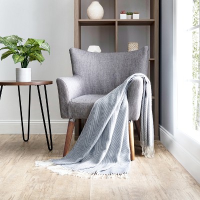 Soft Herringbone Throw Blanket With Fringe 50" X 60" - Becky Cameron