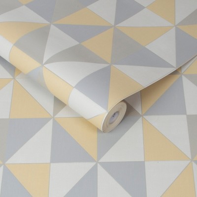 Erika Grey and Ochre Geometric Removable Wallpaper