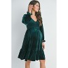 Hello Miz Women's Velvet Smocked V Neck Long Sleeve Maternity Dress - 2 of 4