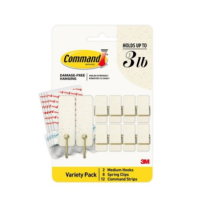 Command Limited Addition Holiday Mixed Hooks Pack Vanilla Bean 10 Hooks 12 Strips: Plastic Adhesive Hangers, 9.25" Height