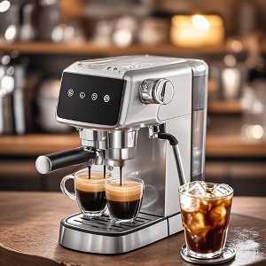1350W 20 Bar Espresso Machines, Coffee Maker with Automatic Milk Frothing System, Steam Wand & Cup Warmer, LED Touchscreen, 41 OZ/1.2L Remove tank - 1 of 4