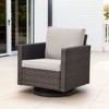 POCASSY 1 Piece Outdoor Swivel Rocker, Brown Wicker All Weather Swivel Gliding Patio Chair with Deep Seat High Back for Porch Balcony Deck - 2 of 4