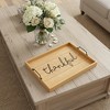 HomeRoots 12" Natural And Black Thankful Serving Tray With Handles - 2 of 4