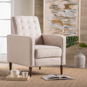 Modern Recliner Chair, Upholstered Lounge Armchair with Button-Tufted Backrest and Padded Seat for Living Room or Bedroom – Koiai - 1 of 4
