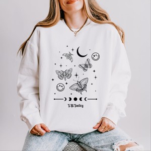 S.W.Smiley Witchy Moth - Women's Lightweight Garment Dyed Sweatshirt - 1 of 3