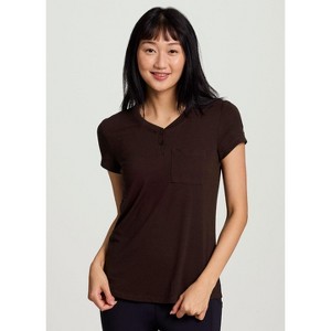 Avalanche Women's Hiking Tee Recycled Blend Quick Drying Short Sleeve Henley with Chest Pocket - 1 of 4