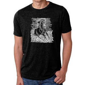 LA Pop Art Men's Premium Blend Word Art T-shirt - POPULAR HORSE BREEDS Black X Large - 1 of 4