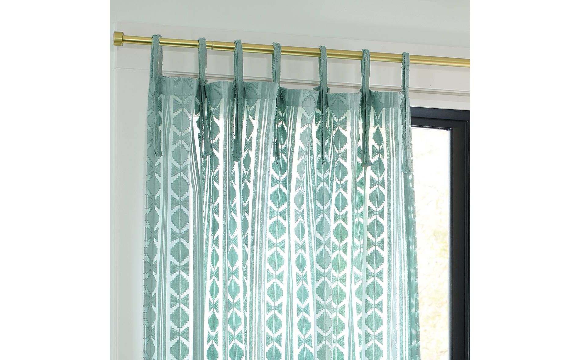 54"x63" Light Filtering Boho Diamond Clip Curtain Panel Blue - Threshold™