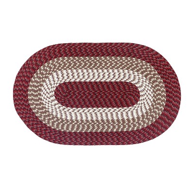 Alpine Collection Burgundy Stripe 100% Polypropylene Durable & Stain Resistant Double Sided Reversible Indoor Area Utility Oval Rug