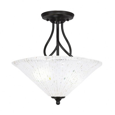 Toltec Lighting Capri 3 - Light Flush Mount in  Dark Granite with 16" Frosted Crystal Shade