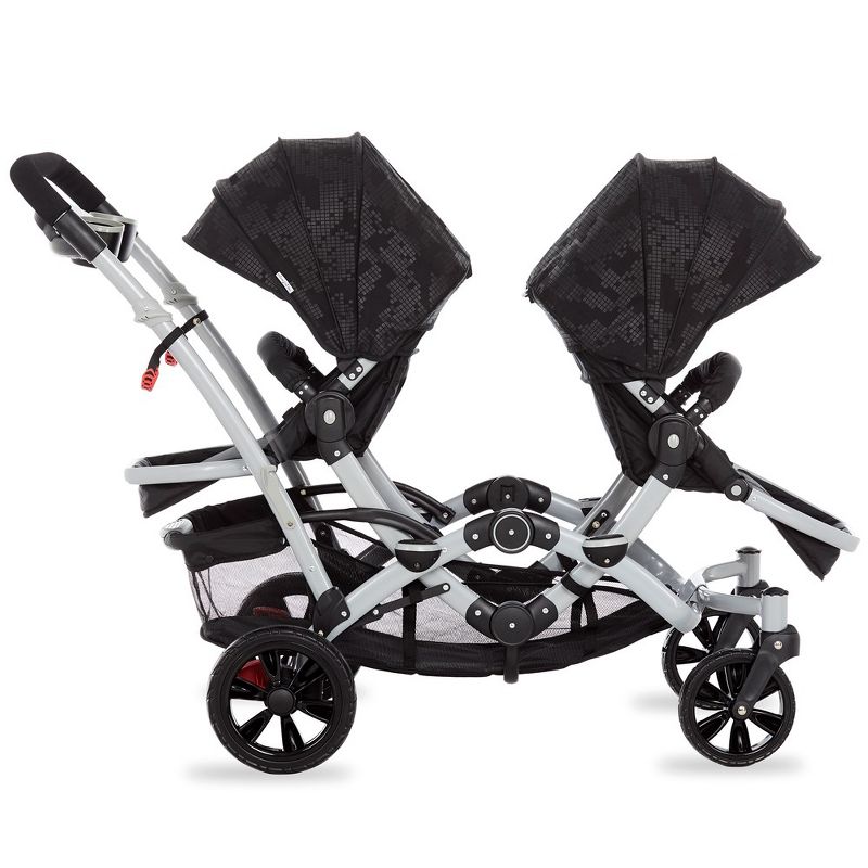 Dream On Me Track Tandem Double Umbrella Stroller in Black, 3 of 11