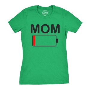 Womens Mom Battery Low Funny Sarcastic Graphic Tired Parenting Mother T shirt - Crazy Dog Women's T Shirt - 1 of 4