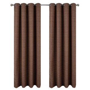 RT Designer Collection Kensington Jacquard Foam Backed Luxurious Decorative Grommet Curtain Panel Coffee - 1 of 4